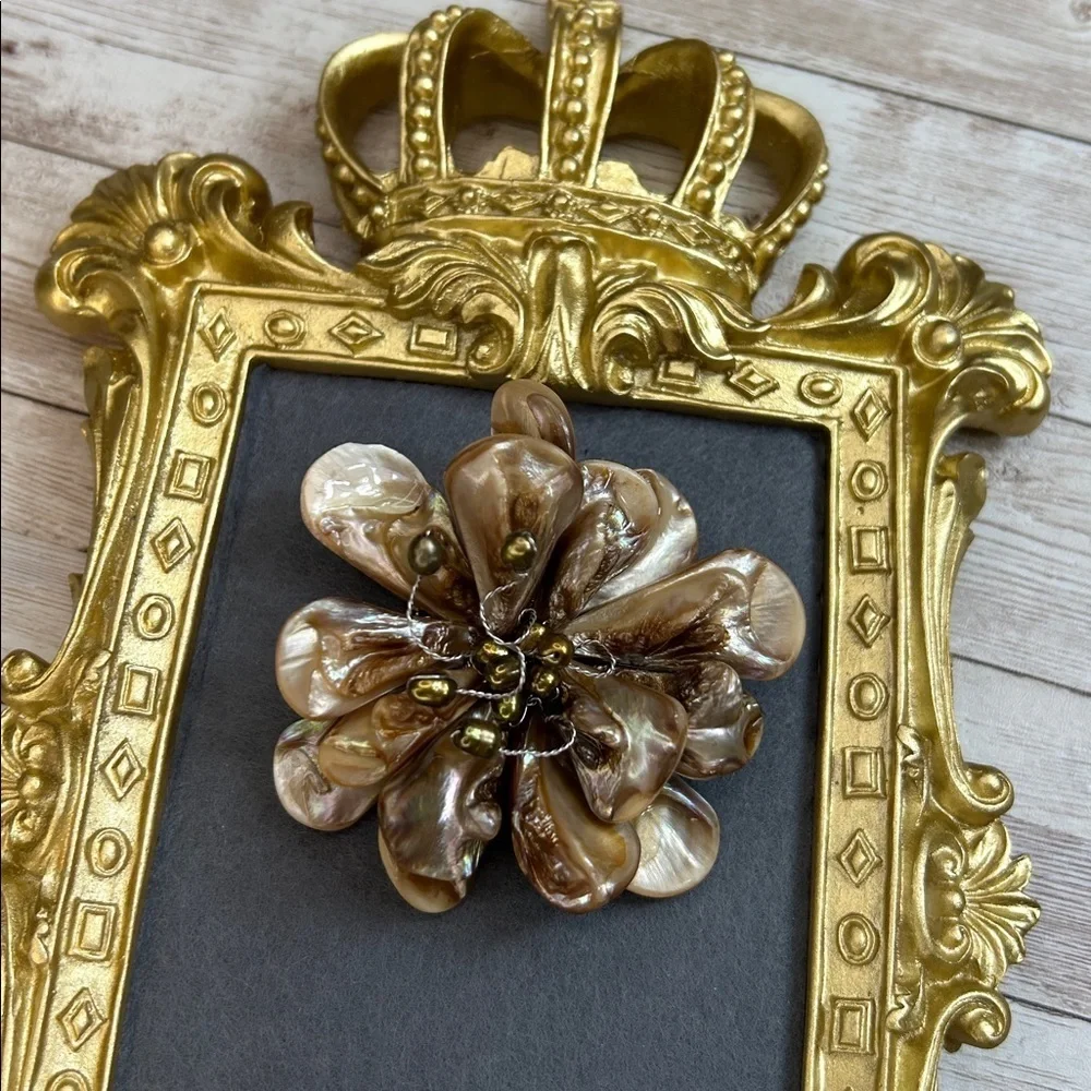 Nakamol Large Elegant Shell Flower and Pearl Brooch